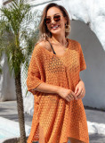 Summer Cover-Up Hollow Knitting Shirt Beach Holidays Bikini Sun Protection Clothing For Women