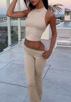 Women's Winter Highneck Sleeveless Vest Bell Bottom Pants Fashion Casual Two-Piece Set For Women Women's Winter Highneck Sleeveless Vest Bell Bottom Pants Fashion Casual Two-Piece Set For Women