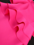 Fake Two Piece Style Cocktail Party Ruffled High Waist Bodycon Dress