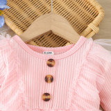 Baby Girl Spring And Autumn Style Harried Newborn Clothes Baby Girl Solid Color Ribbed Long-Sleeved Mesh Harried Dress