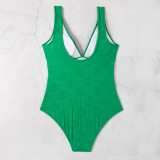 Fashionable And Sexy Ruffled V Neck Tight Fitting One-Piece Swimsuit