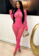 Sexy Beaded Mesh Long Sleeve One-Piece Jumpsuit Nightclub Wear