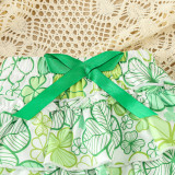St. Patrick's Day Children's Clothing Spring Summer Style Baby Girl Clover Print Short Sleeve Bodysuit And Shorts Set