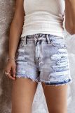 Spring Summer High Waist Ripped Tassel Women's Fashion Irregular Denim Shorts
