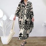 Plus Size Women's Spring Printed Loose Bohemian Dress For Women
