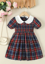Summer Girls Short Sleeve Dress Plaid Dress