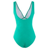 Fashionable And Sexy Ruffled V Neck Tight Fitting One-Piece Swimsuit