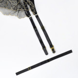 Embroidered Lace Patchwork Mesh Ruffled Sexy Garter Bikini Four-Piece Set Sexy Lingerie For Women