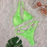Sexy Crystal Diamond Lace-Up Two Pieces Women's Swimwear Luxury Bikini Swimsuit
