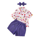 Children's Clothing Boys Cartoon Gentleman Bow Tie Shirt Shorts Suit