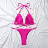 Swimsuit Women's Sexy Bikini Solid Color Two Pieces Swimwear