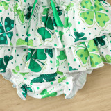 St. Patrick's Day Children's Clothing Spring Summer Style Baby Girl Clover Print Short Sleeve Bodysuit And Shorts Set