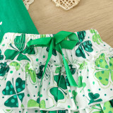 St. Patrick's Day Children's Clothing Spring Summer Style Baby Girl Clover Print Short Sleeve Bodysuit And Shorts Set