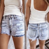 Spring Summer High Waist Ripped Tassel Women's Fashion Irregular Denim Shorts