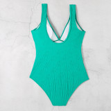 Fashionable And Sexy Ruffled V Neck Tight Fitting One-Piece Swimsuit