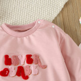 Valentine's Day Children's Clothing Spring Baby Girl Letter Embroidered Long Sleeve Onesie Bodysuit