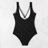 Fashionable And Sexy Ruffled V Neck Tight Fitting One-Piece Swimsuit