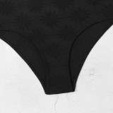 Fashionable And Sexy Ruffled V Neck Tight Fitting One-Piece Swimsuit