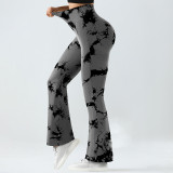 Tie Dye Bell Bottom Yoga Pants Women's High Waist Butt Lift Sports Tight Fitting Wide Leg Fitness Trousers