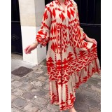 Plus Size Women's Spring Printed Loose Bohemian Dress For Women