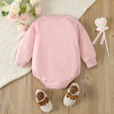 Valentine's Day Children's Clothing Spring Baby Girl Letter Embroidered Long Sleeve Onesie Bodysuit