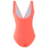 Fashionable And Sexy Ruffled V Neck Tight Fitting One-Piece Swimsuit