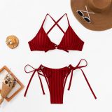 Women's Sexy Jacquard Strappy Two Pieces Bikini Swimsuit