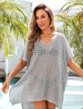 Summer Cover-Up Hollow Knitting Shirt Beach Holidays Bikini Sun Protection Clothing For Women