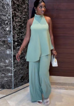 Women's Winter And Spring Sleeveless Tank Top Wide-Leg Trousers Casual Two Piece Set Women's Winter And Spring Sleeveless Tank Top Wide-Leg Trousers Casual Two Piece Set