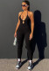 Spring Women's Sexy Casual Straps Low Neck High Waist Slim Long Jumpsuit