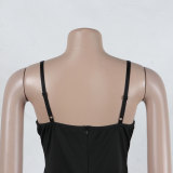 Sexy Bow-Embellished Beaded Slit Strap Bodycon Dress