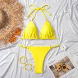 Swimsuit Women's Sexy Bikini Solid Color Two Pieces Swimwear