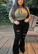 Women's Casual Slim Ripped Flare Denim Pants