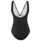 Fashionable And Sexy Ruffled V Neck Tight Fitting One-Piece Swimsuit