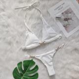 Crystal Diamond Sexy Lace-Up Two Pieces Bikini Swimsuit Holidays Women's Swimwear