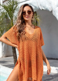Summer Cover-Up Hollow Knitting Shirt Beach Holidays Bikini Sun Protection Clothing For Women