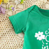 St. Patrick's Day Children's Clothing Spring Summer Style Baby Girl Clover Print Short Sleeve Bodysuit And Shorts Set