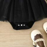 Baby Girl Spring And Autumn Style Harried Newborn Clothes Baby Girl Solid Color Ribbed Long-Sleeved Mesh Harried Dress
