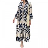 Plus Size Women's Spring Printed Loose Bohemian Dress For Women