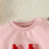 Valentine's Day Children's Clothing Spring Baby Girl Letter Embroidered Long Sleeve Onesie Bodysuit