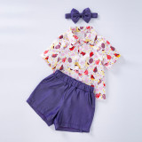 Children's Clothing Boys Cartoon Gentleman Bow Tie Shirt Shorts Suit