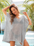 Summer Cover-Up Hollow Knitting Shirt Beach Holidays Bikini Sun Protection Clothing For Women