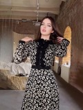 Spring Chic Elegant Slim Waist Printed Fashionable Slim Fit Long Dress