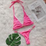 Crystal Diamond Sexy Lace-Up Two Pieces Bikini Swimsuit Holidays Women's Swimwear