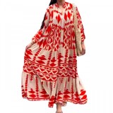 Plus Size Women's Spring Printed Loose Bohemian Dress For Women