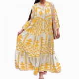 Plus Size Women's Spring Printed Loose Bohemian Dress For Women