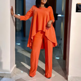 Plus Size Women Long Sleeve Top and Wide Leg Pants Set