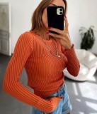 Women Long Sleeve Round Neck Breathable knitting Top