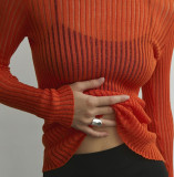 Women Long Sleeve Round Neck Breathable knitting Top