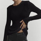 Women Long Sleeve Round Neck Breathable knitting Top